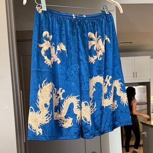 Blue Shorts with Dragon Design